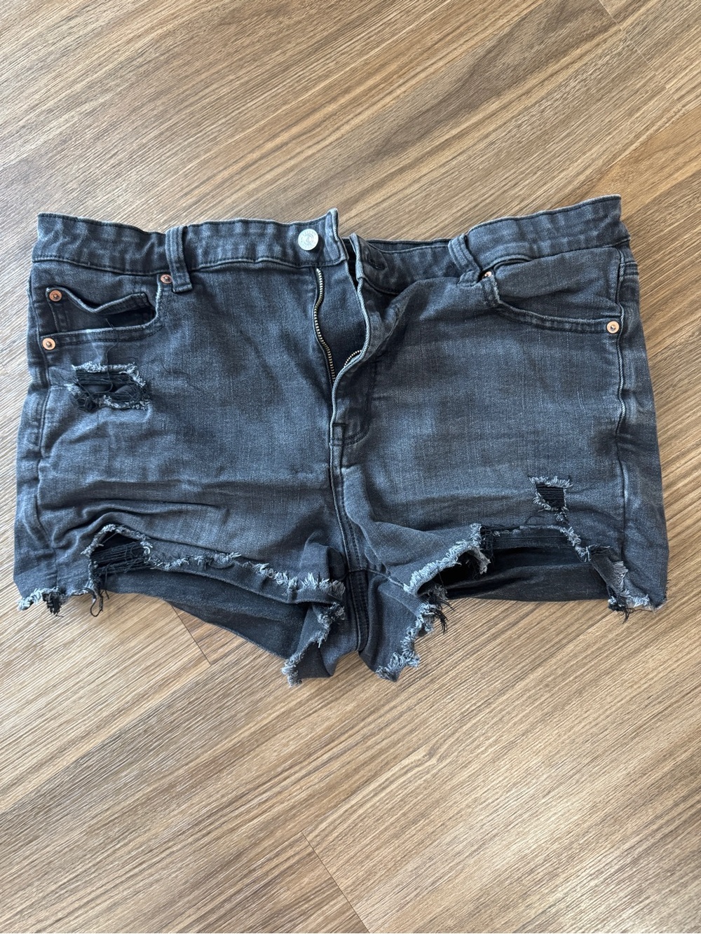 American Eagle Outfitters Black Distressed Denim Shorts